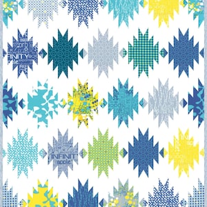 Modern Quilt Pattern, PDF Instant Download, Electrify Quilt Pattern, Finished Size 60&quot; x 75&quot;, Fat Eighth Friendly
