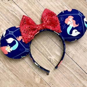 Diadema con orejas de ratón de Ariel, la Sirenita, princesa, para adultos y niños, accesorios para parques temáticos.