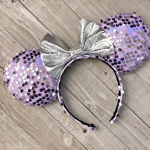 100th Anniversary Ears Purple Lavender Silver Sequin Ears Mouse Ears Green Headband Princess Adult Child Theme Park Accessories