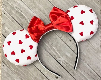 Valentines Day Mouse Ears Red Heart Mouse Ears Romantic Headband Princess Adult Child Theme Park Accessories