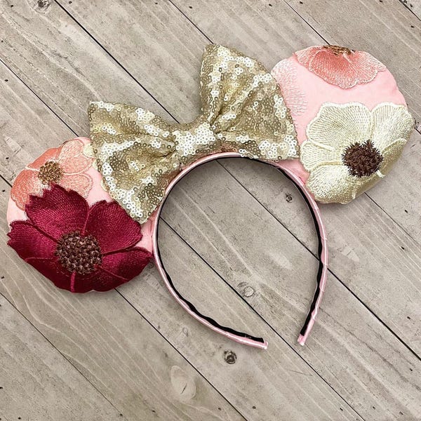 Kwiatowe uszy myszy Kwiatowe i ogrodowe uszy Mysie uszy Kwiatowe kwiaty Akcesoria do parków rozrywki Opaska dla dorosłych i dzieci