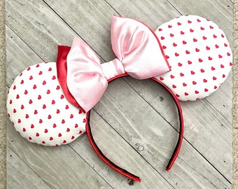 Heart Valentines Day Mouse Ears Red Heart Mouse Ears Romantic Headband Princess Adult Child Theme Park Accessories