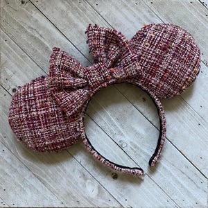 Pink Tweed Mickey Ears - Etsy display picture 1