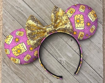 Rapunzel Tangled Lantern Flynn Rider Lavender Purple Inspired Mouse Ears Theme Park Princess Accessories Adult Child Headband