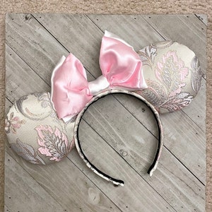 Pink Floral Mouse Ears Brocade Mouse Ears Aurora Ears Rapunzel Inspired Mouse Ears Theme Park Princess Accessories Adult Child Headband