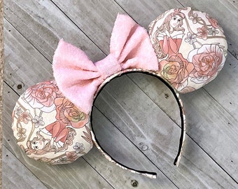 Floral Sleeping Beauty Aurora Briar Rose Inspired Mouse Ears Theme Park Princess Accessories Adult Child Headband