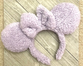 Lilac Lavender Purple Sherpa Teddy Bear Mouse Ears Valentine Ears Cozy Sweater Mouse Ears Fuzzy Mouse Ears Headband Theme Park Accessories