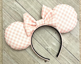 Valentines Day Mouse Ears Pink Checkered Mouse Ears Romantic Headband Princess Adult Child Theme Park Accessories