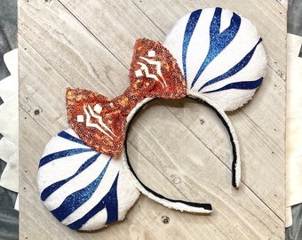 Ahsoka Tano Star Wars Clone Wars Sequin Bow Mouse Ears  HeadbandTheme Park Accessories