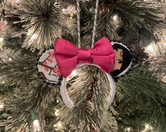 Disney Mouse Ears Ornament Mulan Warrior Princess Floral Headband Disney Aladdin Handmade Christmas Tree