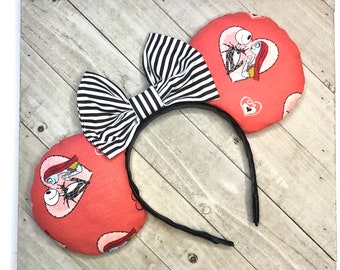 The Nightmare Before Christmas Jack and Sally Mouse Ears Halloween Christmas Holiday Headband Adult Child Theme Park Accessories