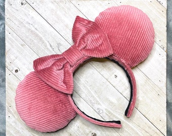 Corduroy Mouse Ears Valentine Mouse Ears Pink Blush Mauve Fall Colored Mouse Ears Headband Theme Park Accessories