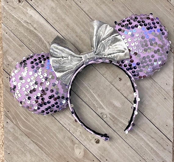 100th Anniversary Ears Purple Lavender Silver Sequin Ears  display picture 3