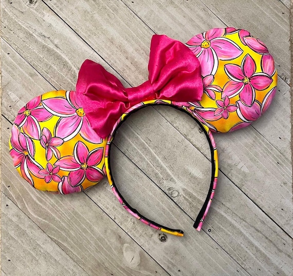 Aulani Hawaii Pink Floral Minnie Mouse Ears Orange Plumeria Exclusive Aulani Hawaii Disney Parks Minnie  main image 3