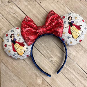 Snow White Red Apple Pattern Mouse Ears Headband Princess Adult Child Theme Park Accessories