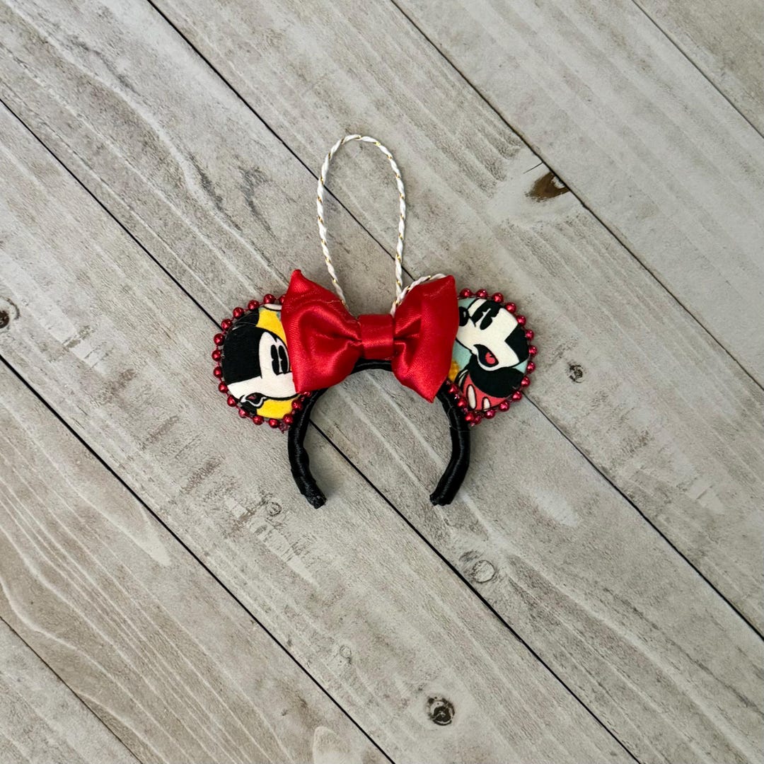 Disney Mouse Ears Ornament Mickey Plaid Pattern Headband Disney Comic ...