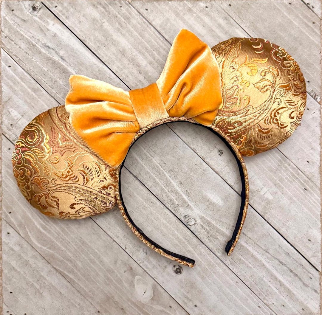 Belle Mouse Ears Gold Yellow Floral Mouse Ears Brocade Mouse Ears Lion ...