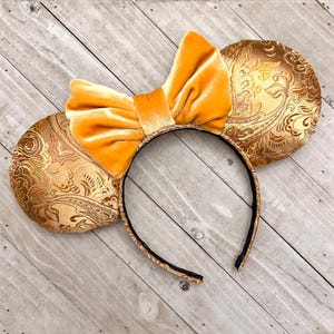 Belle Mouse Ears Gold Yellow Floral Mouse Ears Brocade Mouse Ears Lion King Ears Inspired Ears Theme Park Accessories Adult Child Headband