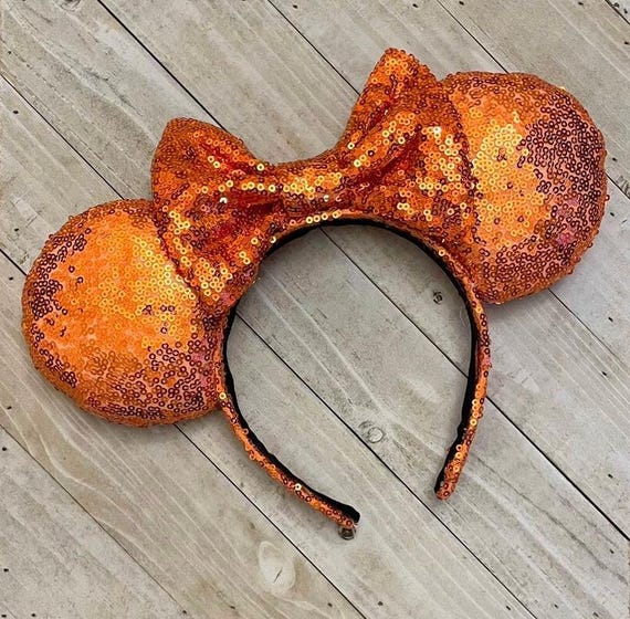 Orange Shiny Sequin Mouse Ears Headband Princess Adult Child  display picture 3