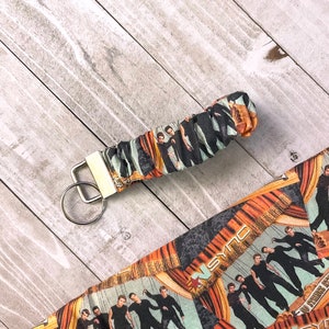 Scrunchie Key Fob Wristlet Keychain NSYNC Boy Band 90&#39;s Millenial Popstar Inspired Car Accessories Bridesmaid Gift Stocking Stuffer