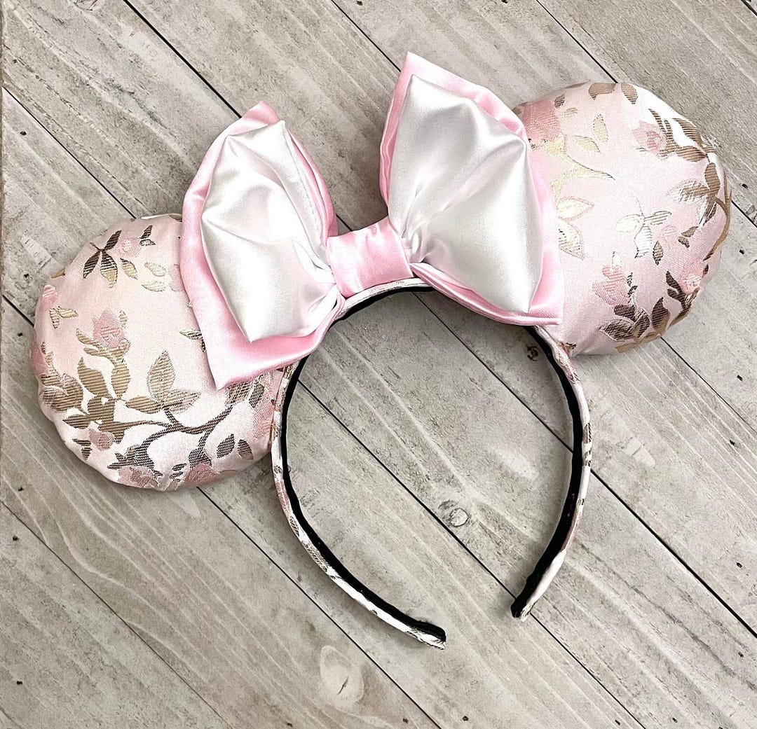 Pink Floral Mouse Ears Brocade Mouse Ears Aurora Ears Rapunzel Inspired ...