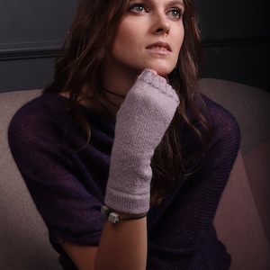 Handmade Alpaca Wool Fingerless Gloves: Knitted Arm Warmers