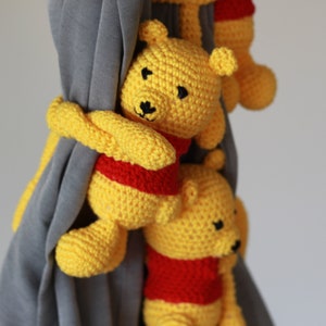 Crochet Yellow Bear Tiebacks, Crochet Bear Curtain Tie Back, Nursery Tie Backs, Curtain Tie Backs, Baby Room Decor Bear, Baby Shower Gift image 6