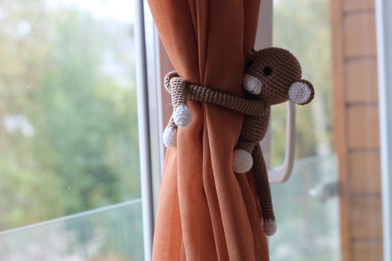 Monkey Curtain Tie Back Crochet Monkey Curtain Tie Back Tie Etsy