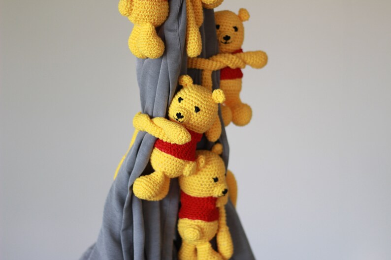 Crochet Yellow Bear Tiebacks, Crochet Bear Curtain Tie Back, Nursery Tie Backs, Curtain Tie Backs, Baby Room Decor Bear, Baby Shower Gift image 8