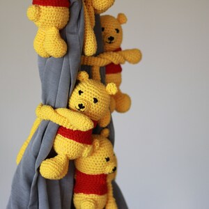 Crochet Yellow Bear Tiebacks, Crochet Bear Curtain Tie Back, Nursery Tie Backs, Curtain Tie Backs, Baby Room Decor Bear, Baby Shower Gift image 10