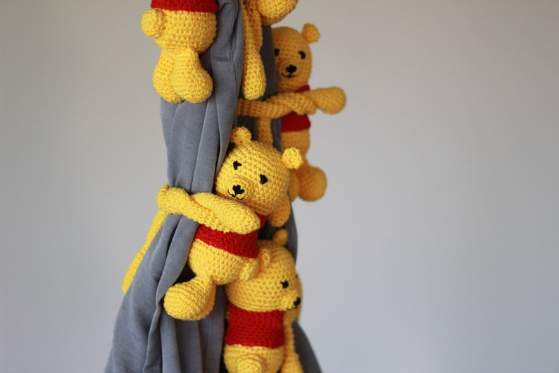 Crochet Yellow Bear Tiebacks, Crochet Bear Curtain Tie Back, Nursery Tie Backs, Curtain Tie Backs, Baby Room Decor Bear, Baby Shower Gift image 10