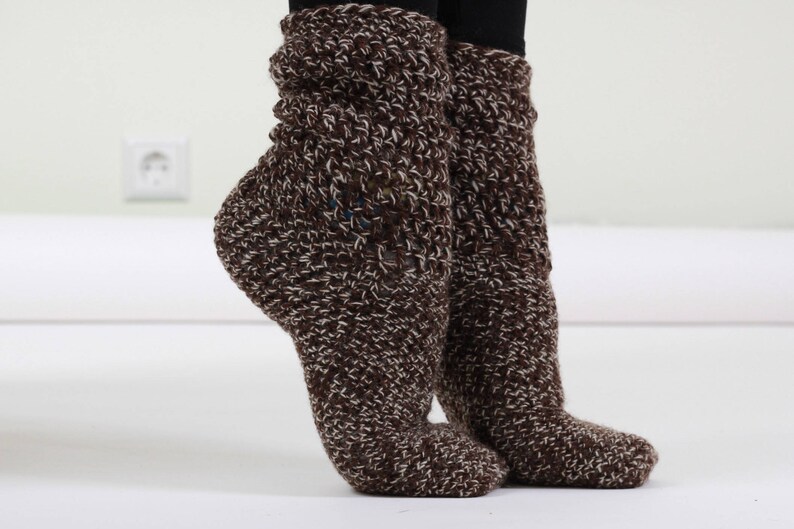 cozy socks valentines day gift Crochet Wool Socks Valentines day socks brown socks girls socks warm socks wool socks women