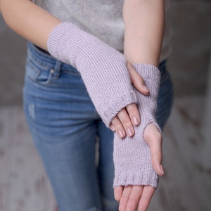 Alpaca wool arm warmers, Knitted wrist warmers, fingerless gloves, Hand warmers, Winter gloves, fingerless mittens image 3