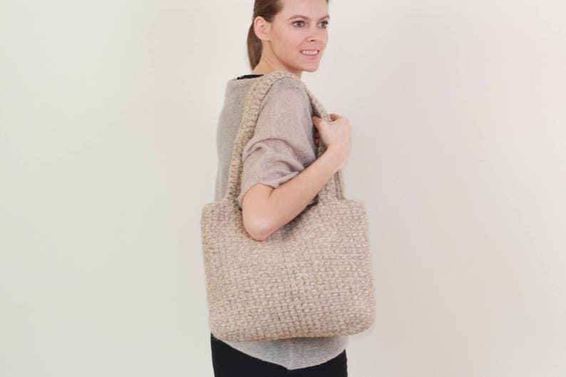 handcrafted bag crochet bag organic bag ladies bag wool bag knitted bag shopping bag tote bag handmade bag Christmas gift rope bag