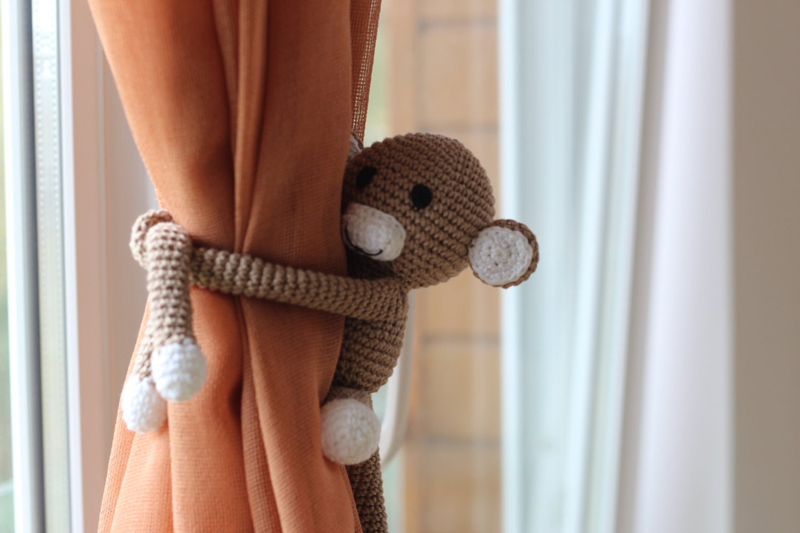 Monkey Curtain Tie Back Crochet Monkey Curtain Tie Back Tie Etsy