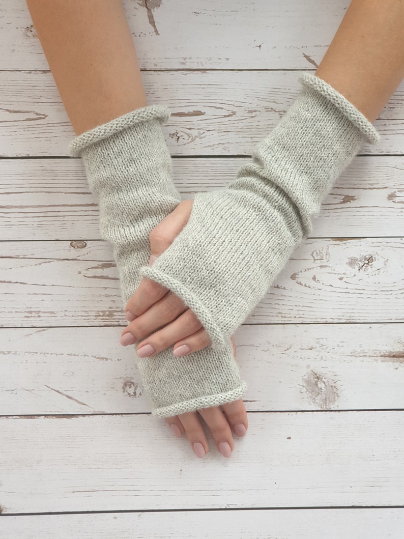 Knit wrist warmers, alpaca gloves women, knit alpaca mittens, knit fingerless mitts, knit fingerless gloves women, alpaca fingerless gloves image 3