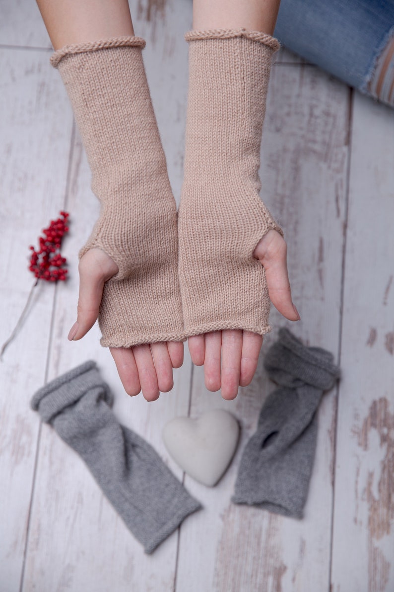 Alpaca fingerless gloves, arm warmers mittens, wool gloves, driving gloves, knit arm warmers, wrist warmers, winter accessories for women image 5