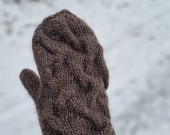 Knit mittens for women, Knit alpaca wool mittens, knit alpaca blend mittens, knit wool blend mittens, ladies mittens, Cable Knit Mittens,