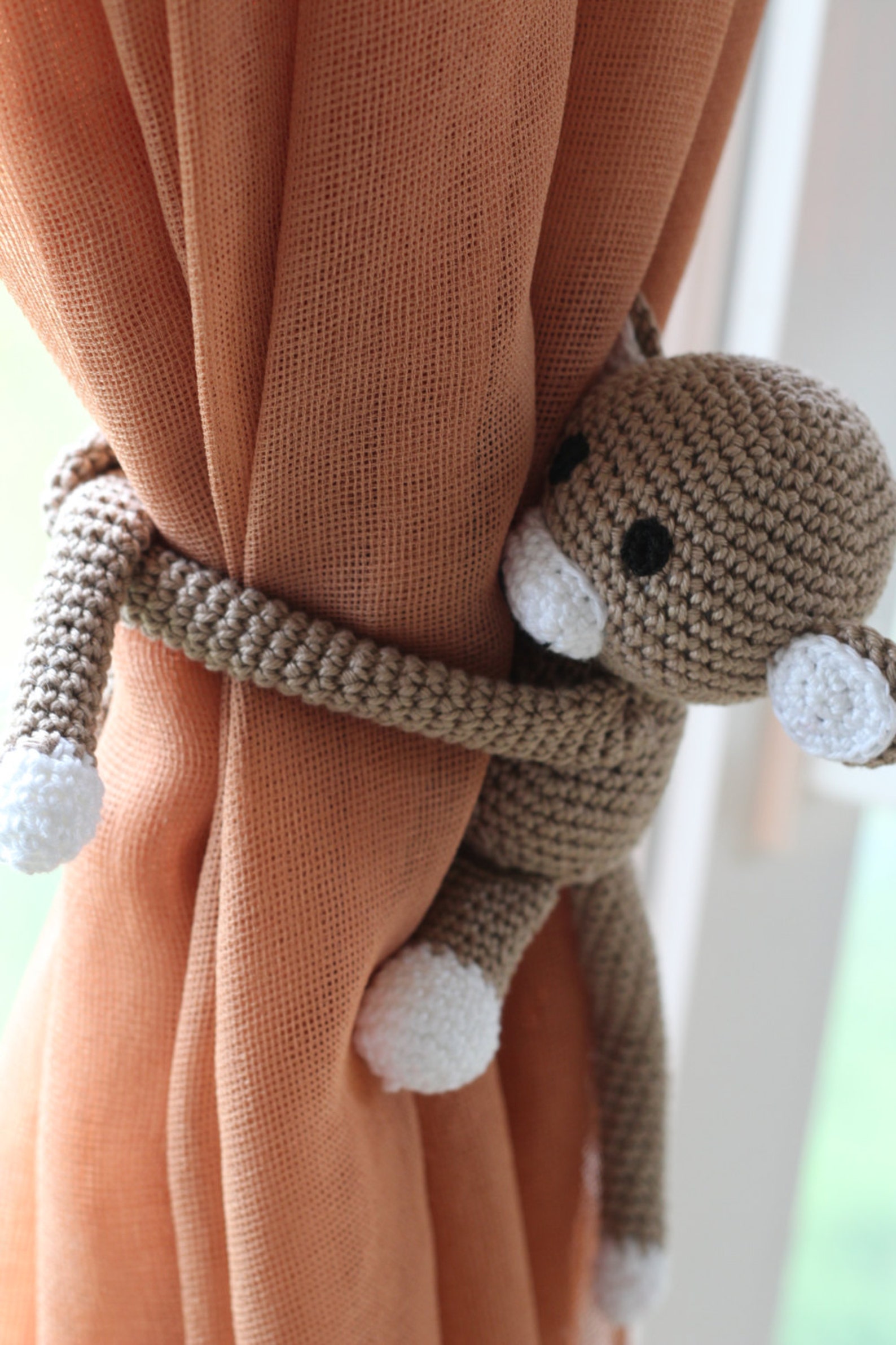 Monkey Curtain Tie Back Crochet Monkey Curtain Tie Back Tie Etsy