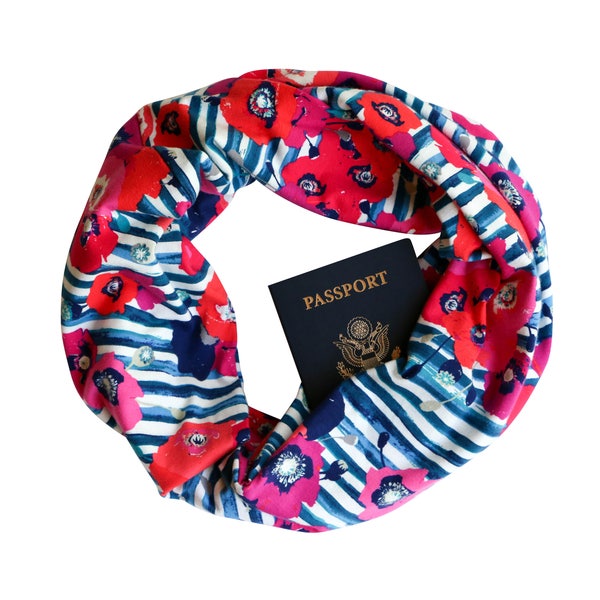 BEACH FLORAL Travel Infinity Scarf w/ {Secret Pocket}