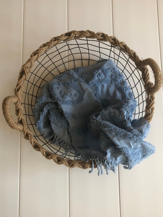 Vintage Blue Chenille Layer/ Chenille Layer/ Cheni