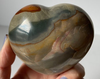 Large Polychrome Jasper Heart /3.09 inches/330g/0.73lbs