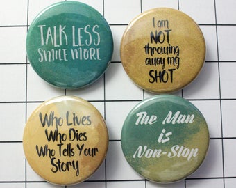 Hammy Button Pin Set - Hamilton Musical // Hamilton Buttons // Nerdywolves