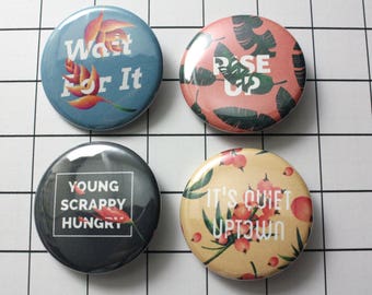 Hamilflower Button Pin Set - Hamilton Musical // Hamilton Buttons // Hamilton Pin // Nerdywolves