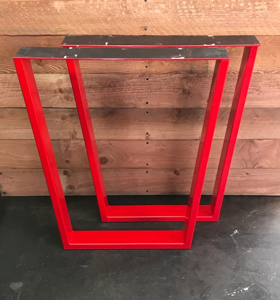Metal Table Legs 3x1 Tapered Red set of 2 Etsy