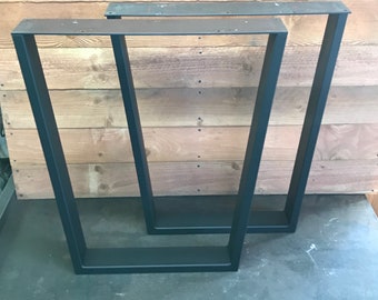 Metal Table Legs, 3x1 Tapered Flat Black (Set of 2)
