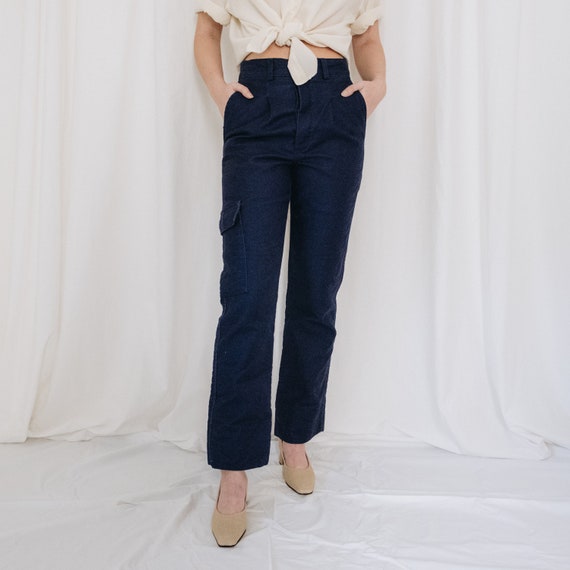 Cotton Navy Workwear Cargo Pants
