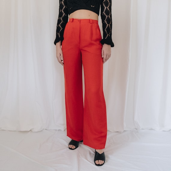 Linen Tomato Red Trousers