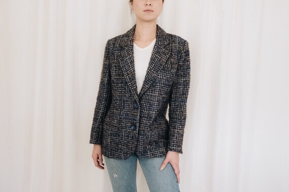 Wool Blue Houndstooth Blazer