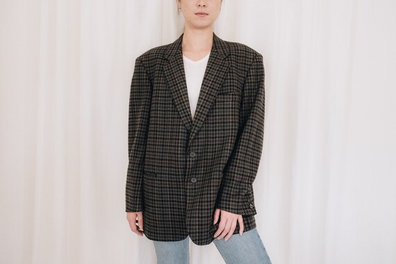 Wool Jewel Tones Houndstooth Blazer